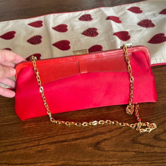 Great casual or evening clutch. Satin and leather trim with gold strap. - Picture 1 of 5